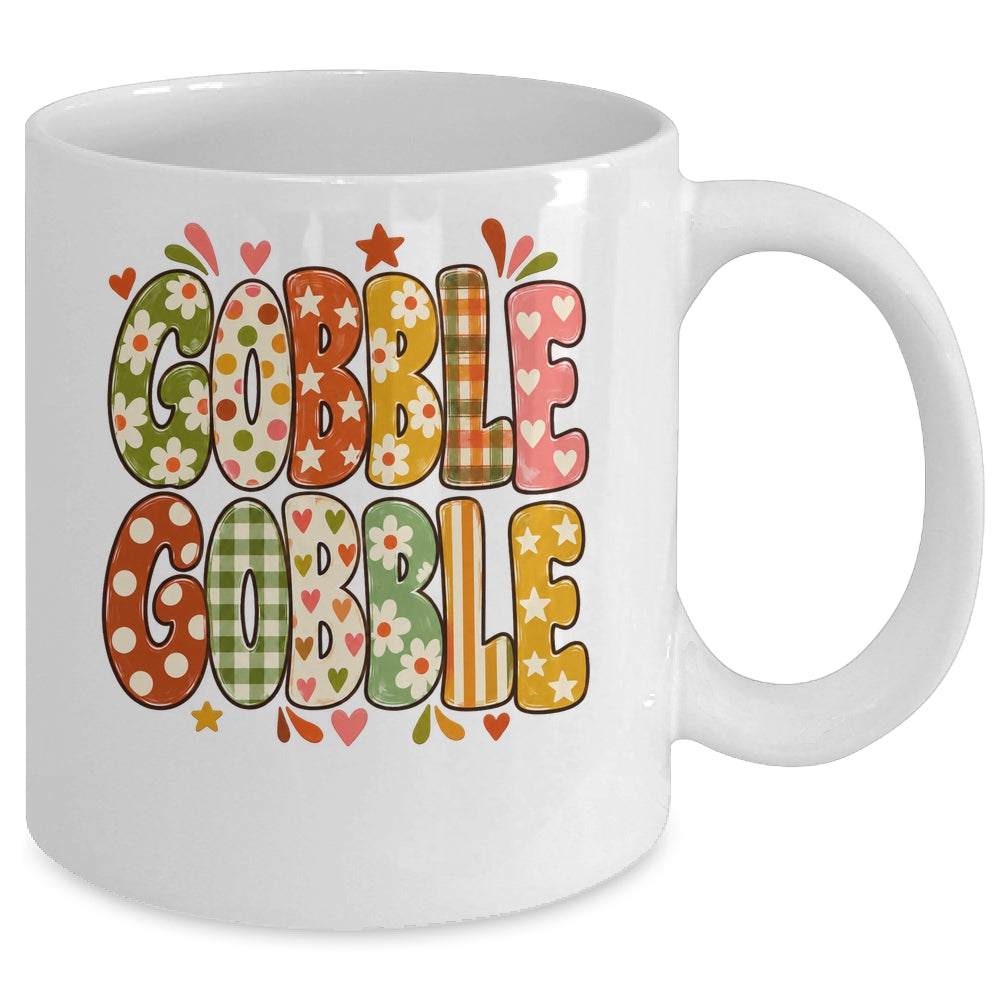 Gobble Gobble Retro Thanksgiving Fall Colorful Turkey Autumn Mug | teecentury