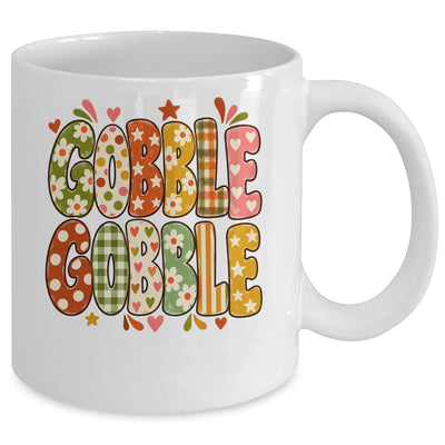 Gobble Gobble Retro Thanksgiving Fall Colorful Turkey Autumn Mug | teecentury