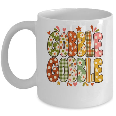 Gobble Gobble Retro Thanksgiving Fall Colorful Turkey Autumn Mug | teecentury