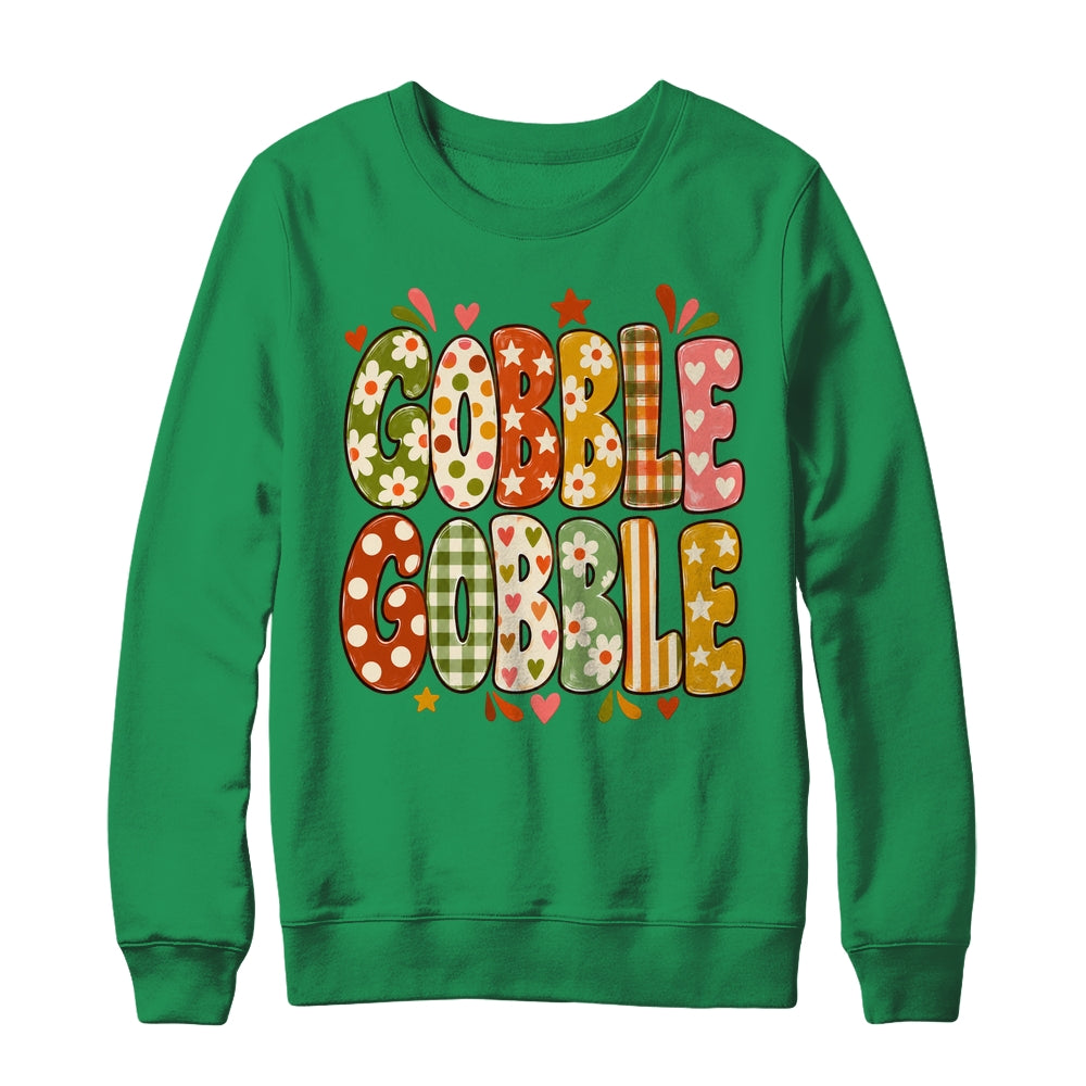 Gobble Gobble Retro Thanksgiving Fall Colorful Turkey Autumn Shirt & Sweatshirt | teecentury