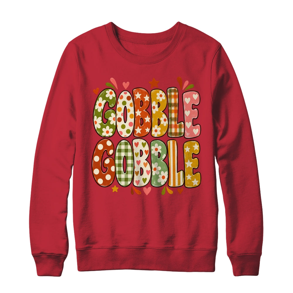 Gobble Gobble Retro Thanksgiving Fall Colorful Turkey Autumn Shirt & Sweatshirt | teecentury