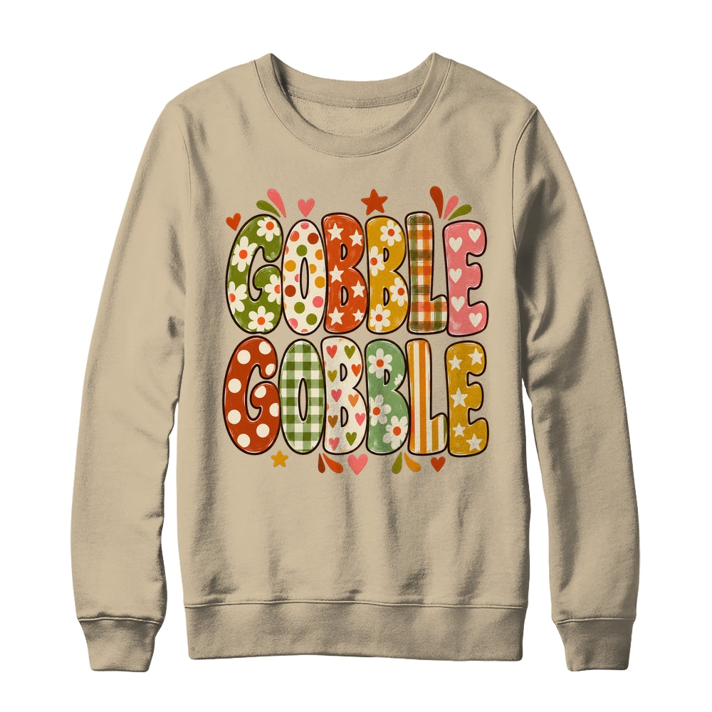 Gobble Gobble Retro Thanksgiving Fall Colorful Turkey Autumn Shirt & Sweatshirt | teecentury