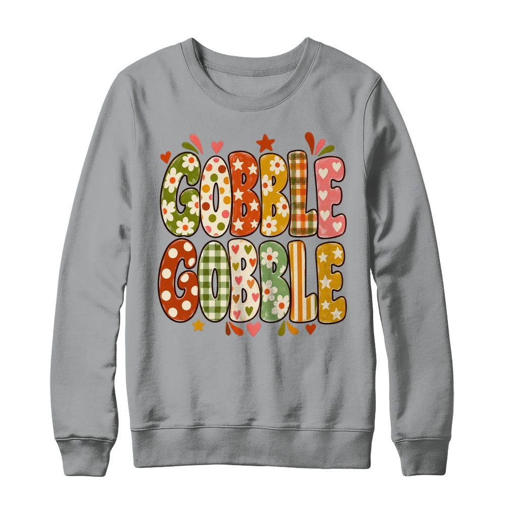 Gobble Gobble Retro Thanksgiving Fall Colorful Turkey Autumn Shirt & Sweatshirt | teecentury