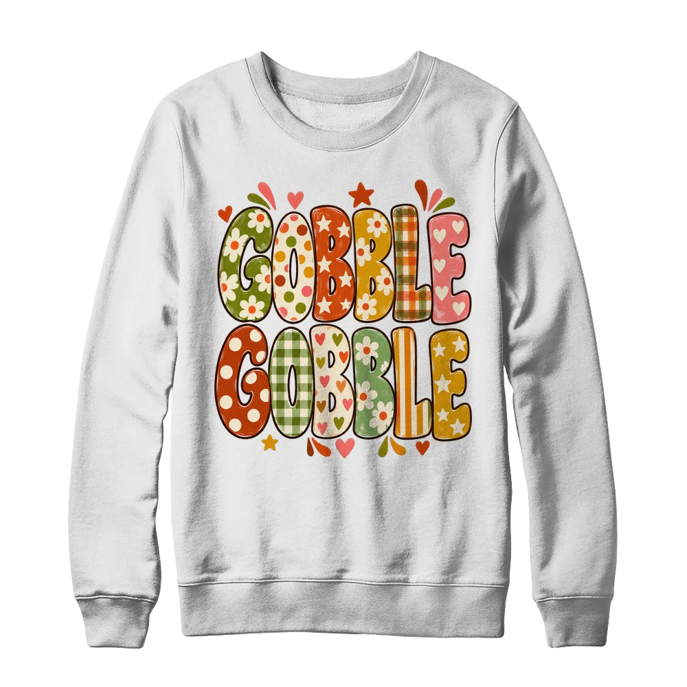 Gobble Gobble Retro Thanksgiving Fall Colorful Turkey Autumn Shirt & Sweatshirt | teecentury