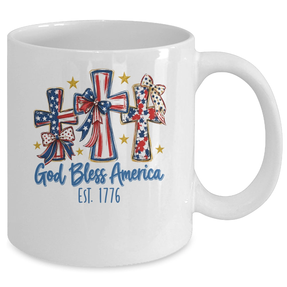God Bless America Coquette Bow Jesus Christian 4Th Of July Mug | teecentury