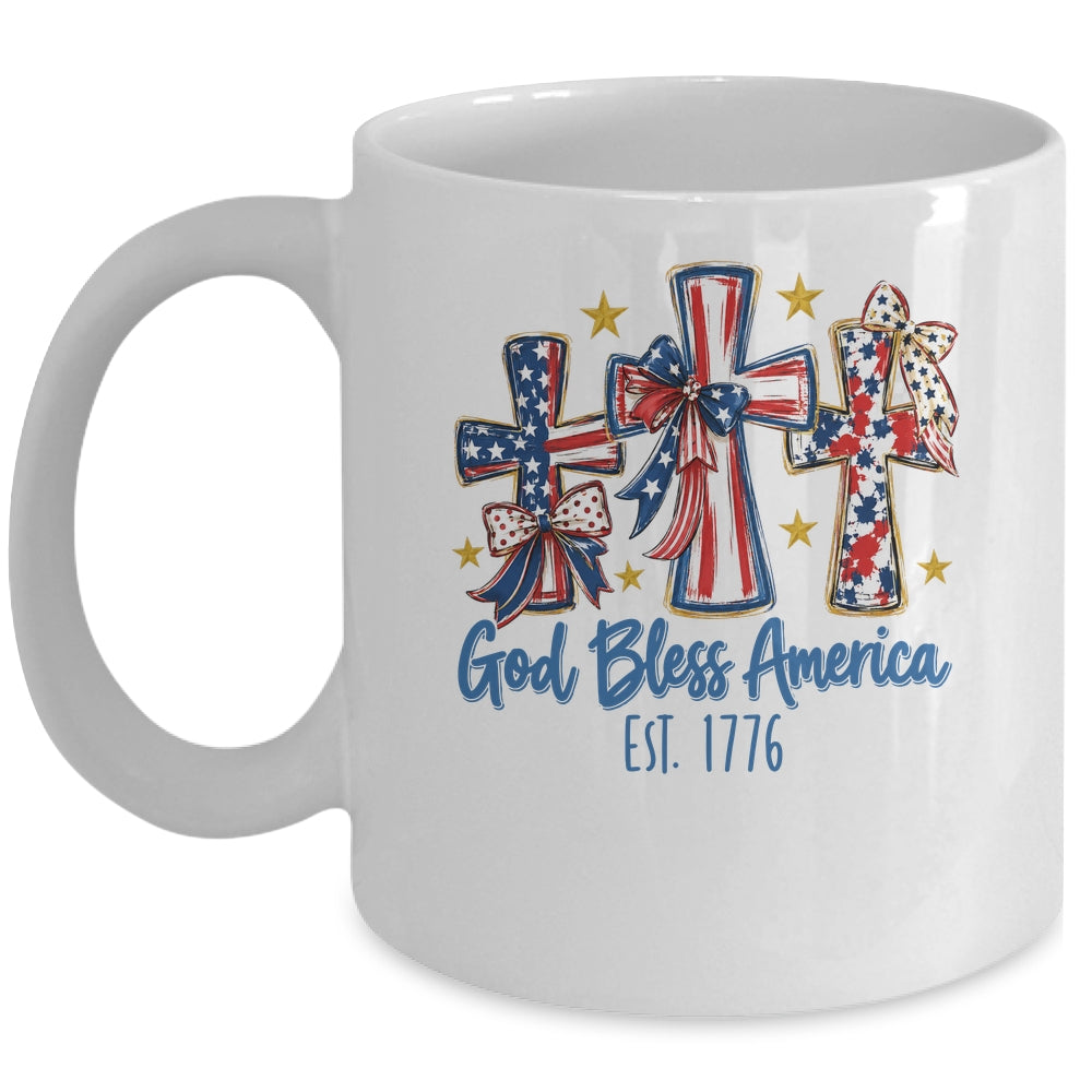 God Bless America Coquette Bow Jesus Christian 4Th Of July Mug | teecentury