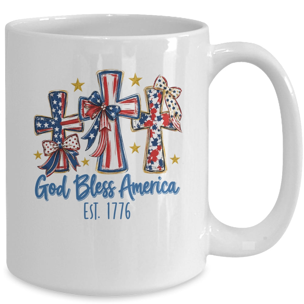 God Bless America Coquette Bow Jesus Christian 4Th Of July Mug | teecentury