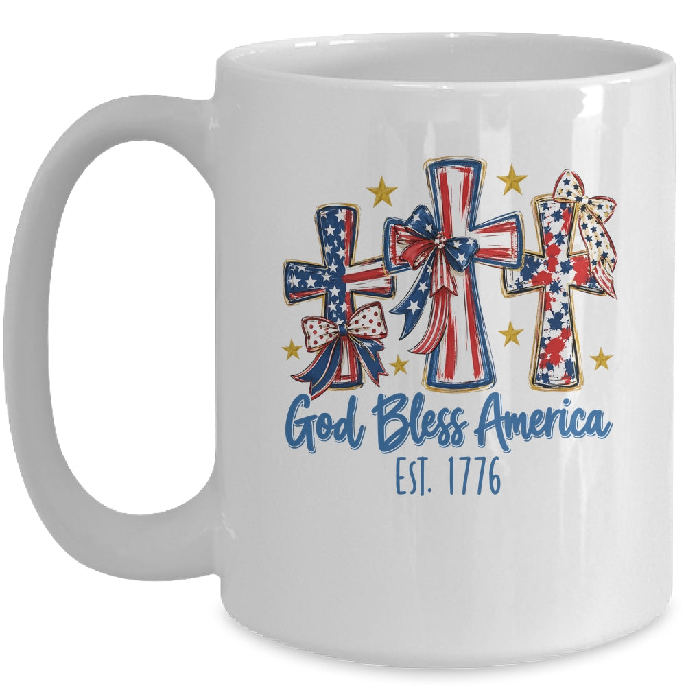 God Bless America Coquette Bow Jesus Christian 4Th Of July Mug | teecentury