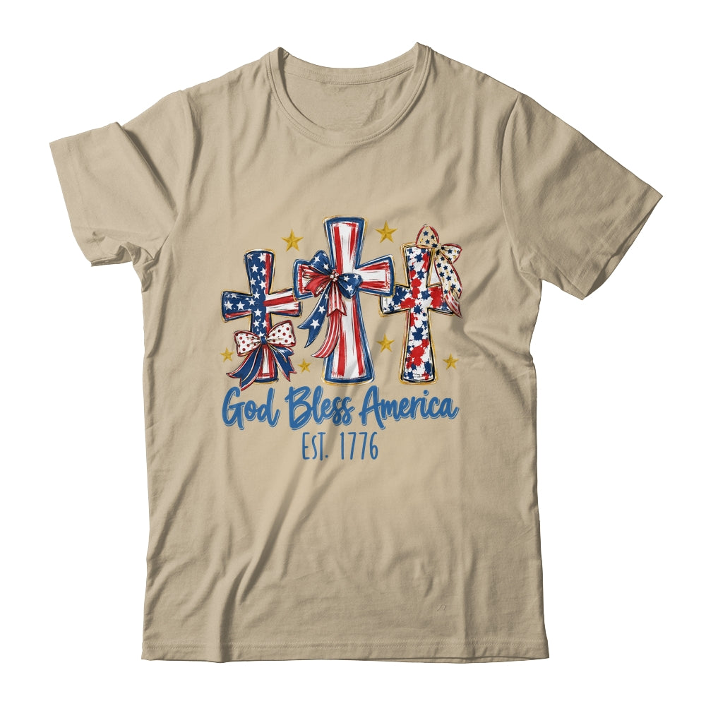 God Bless America Coquette Bow Jesus Christian 4Th Of July Shirt & Tank Top | teecentury