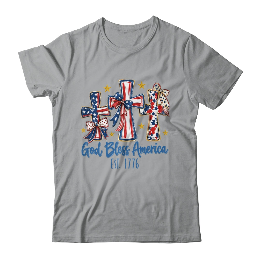 God Bless America Coquette Bow Jesus Christian 4Th Of July Shirt & Tank Top | teecentury