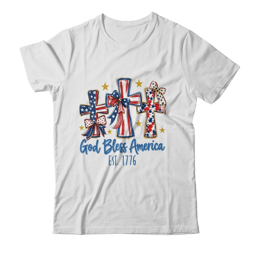 God Bless America Coquette Bow Jesus Christian 4Th Of July Shirt & Tank Top | teecentury