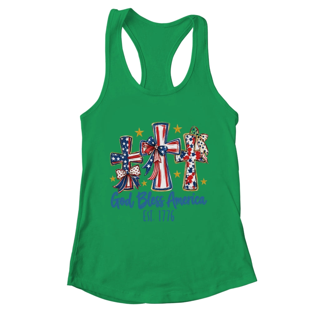 God Bless America Coquette Bow Jesus Christian 4Th Of July Shirt & Tank Top | teecentury