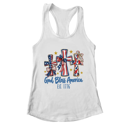 God Bless America Coquette Bow Jesus Christian 4Th Of July Shirt & Tank Top | teecentury