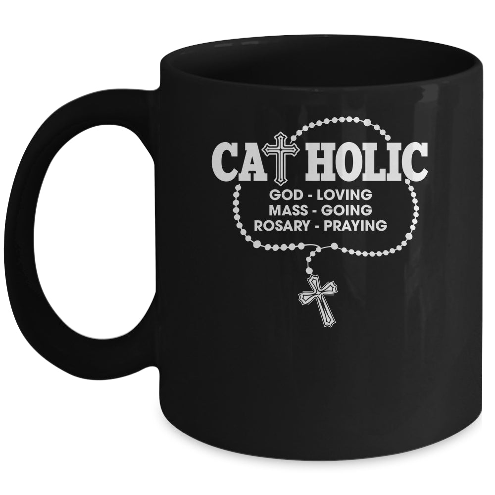 God Loving Mass Going Rosary Praying Catholic Christian Mug | teecentury