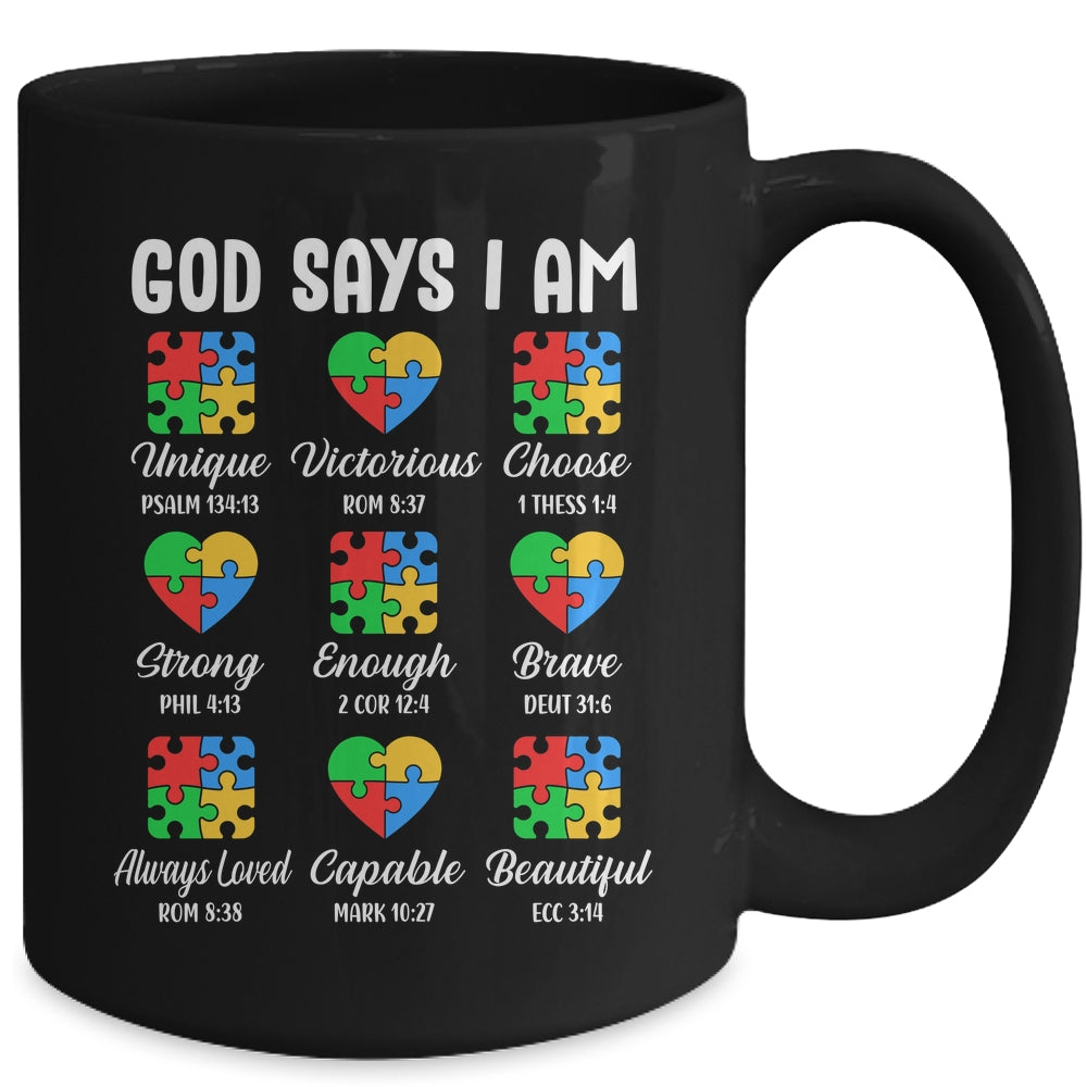 God Says I Am Autism Awareness Christian Bible Verse Mug | teecentury
