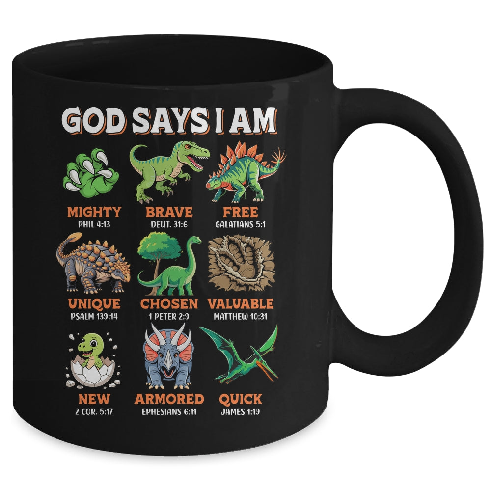 God Says I Am Bible Verses Dinosaurs For Christian Boys Mug | teecentury
