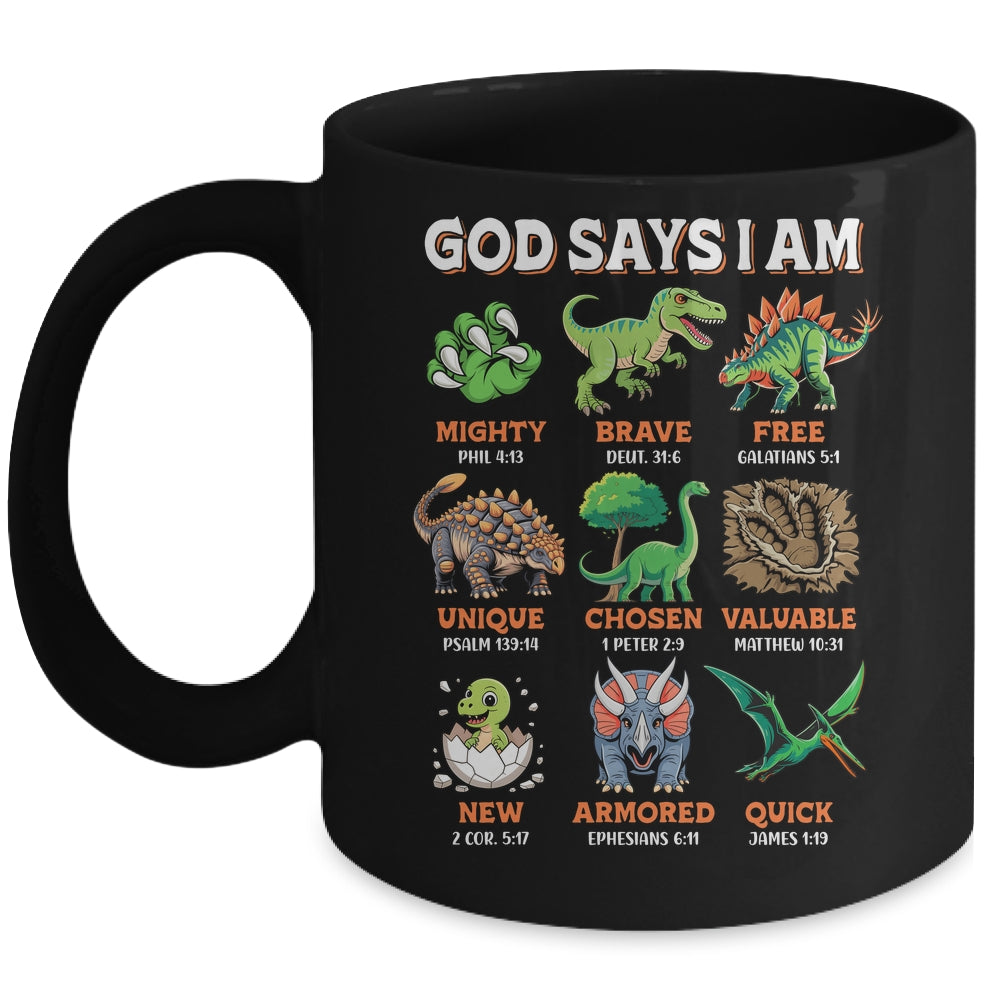 God Says I Am Bible Verses Dinosaurs For Christian Boys Mug | teecentury