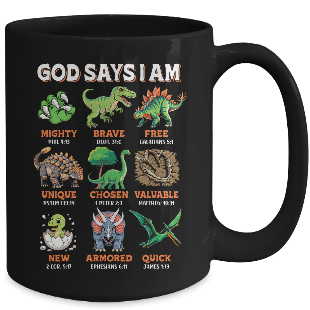 God Says I Am Bible Verses Dinosaurs For Christian Boys Mug | teecentury