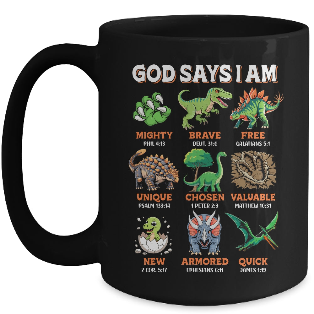 God Says I Am Bible Verses Dinosaurs For Christian Boys Mug | teecentury