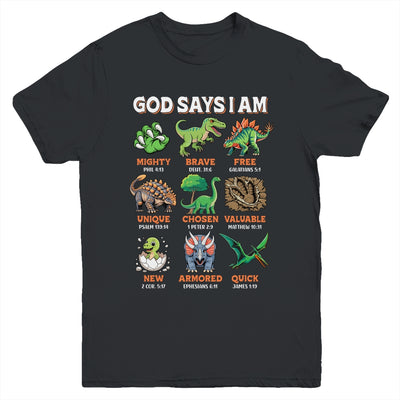 God Says I Am Bible Verses Dinosaurs For Christian Boys Youth Shirt | teecentury