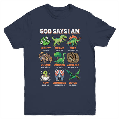 God Says I Am Bible Verses Dinosaurs For Christian Boys Youth Shirt | teecentury