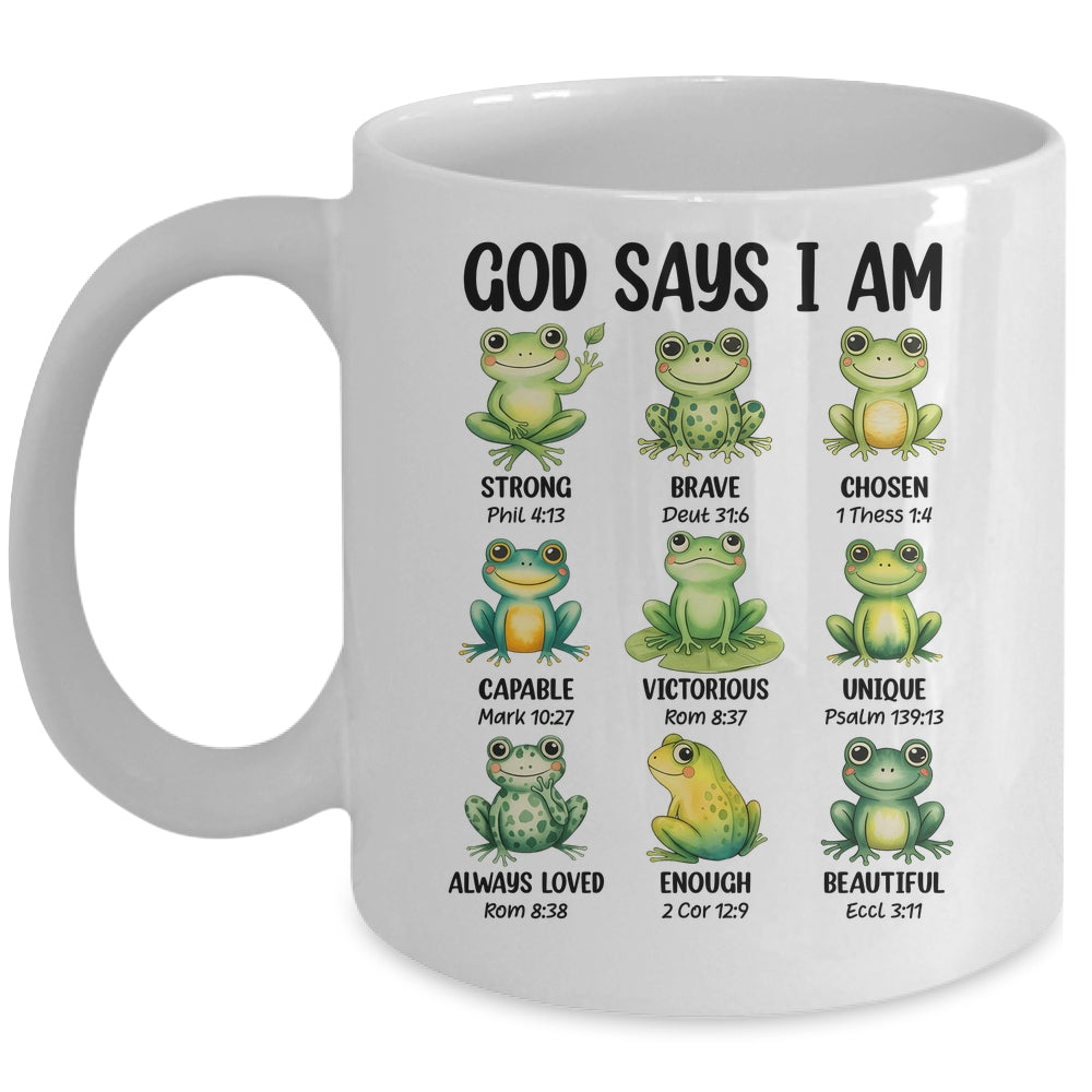 God Says I Am Christian Frog Love Funny Religious Jesus Mug | teecentury