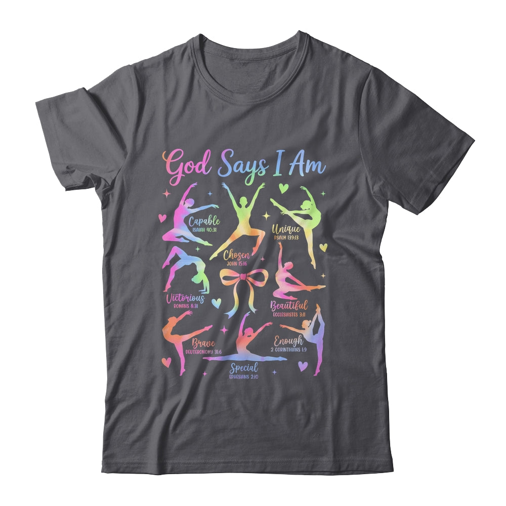 God Says I Am Gymnastic Christian Girls And Kids Cartwheel Shirt & Tank Top | teecentury