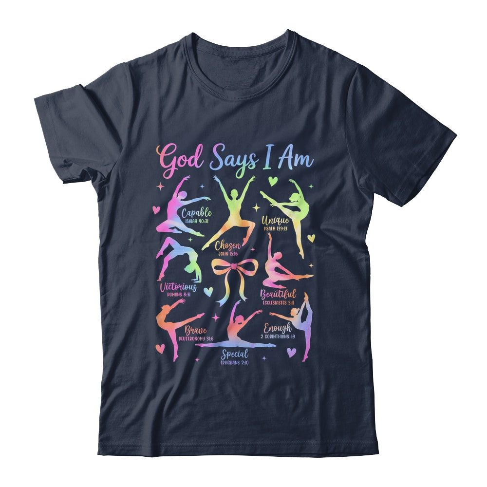 God Says I Am Gymnastic Christian Girls And Kids Cartwheel Shirt & Tank Top | teecentury