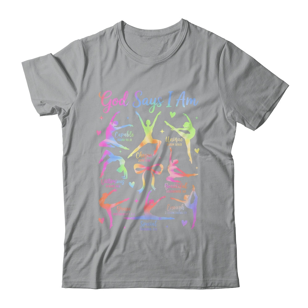 God Says I Am Gymnastic Christian Girls And Kids Cartwheel Shirt & Tank Top | teecentury