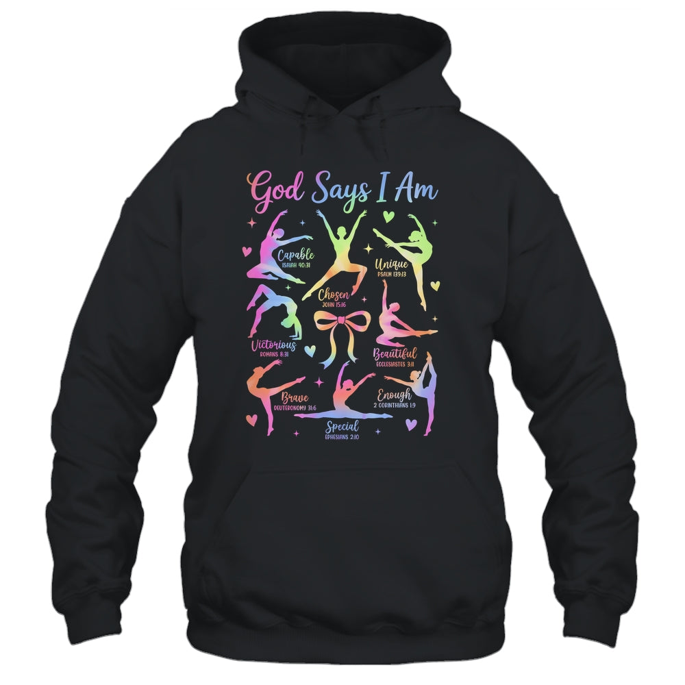 God Says I Am Gymnastic Christian Girls And Kids Cartwheel Shirt & Tank Top | teecentury