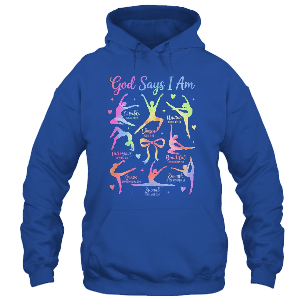 God Says I Am Gymnastic Christian Girls And Kids Cartwheel Shirt & Tank Top | teecentury