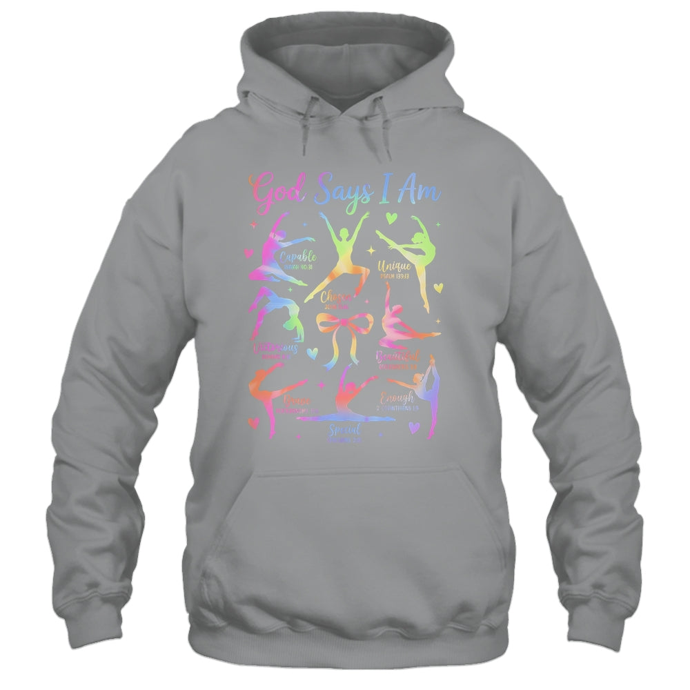 God Says I Am Gymnastic Christian Girls And Kids Cartwheel Shirt & Tank Top | teecentury