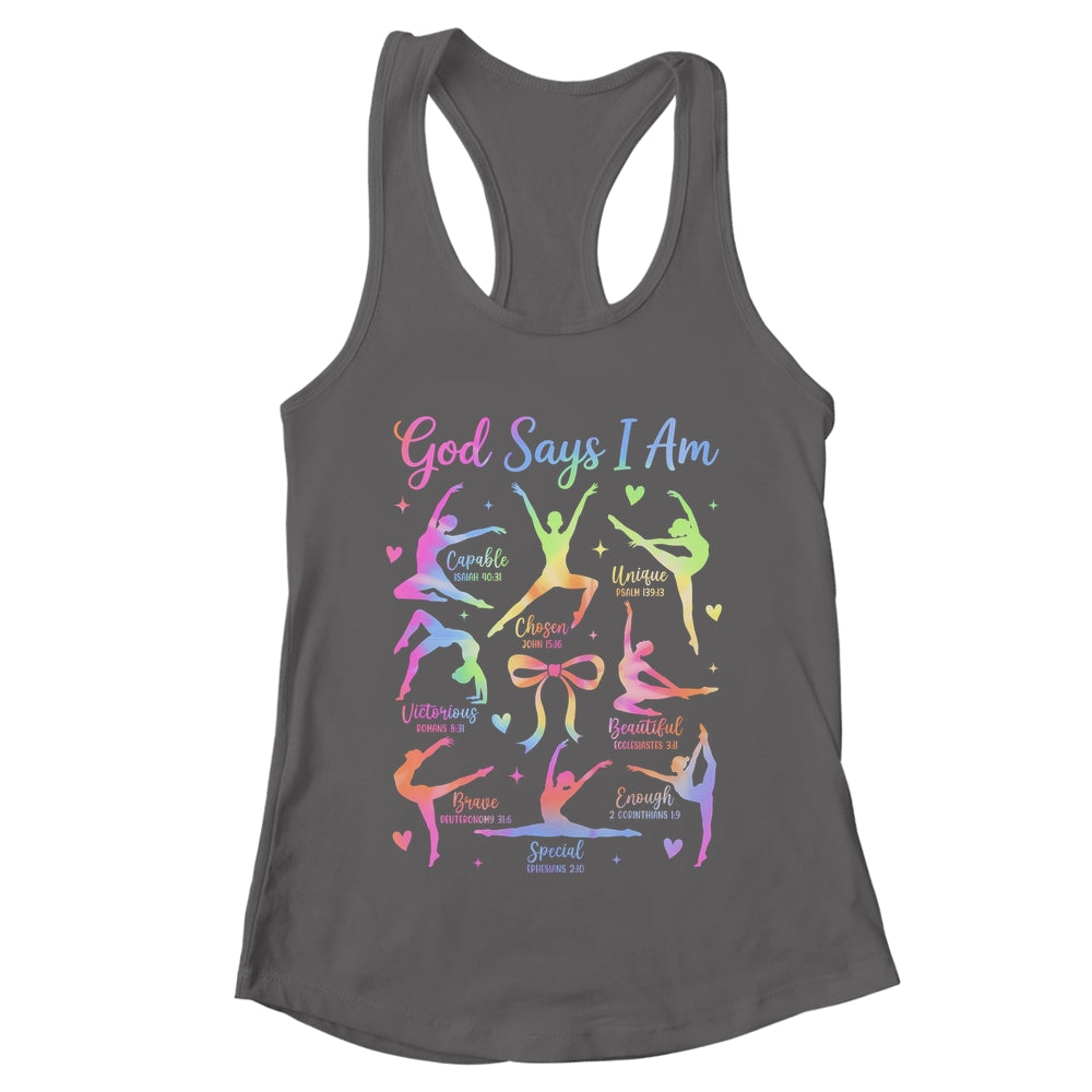 God Says I Am Gymnastic Christian Girls And Kids Cartwheel Shirt & Tank Top | teecentury