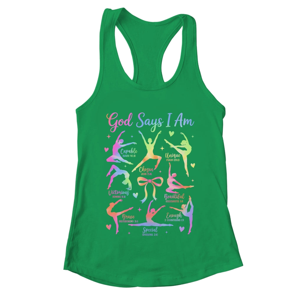 God Says I Am Gymnastic Christian Girls And Kids Cartwheel Shirt & Tank Top | teecentury