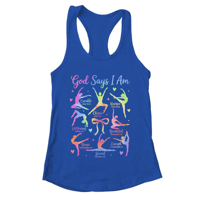 God Says I Am Gymnastic Christian Girls And Kids Cartwheel Shirt & Tank Top | teecentury