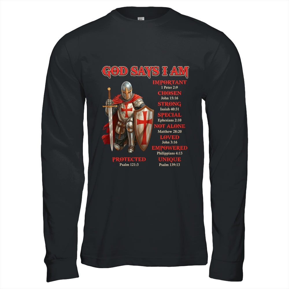 God Says I Am Knight Templar Christian Men Warrior Of God Shirt & Hoodie | teecentury