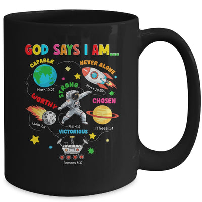 God Says I Am Outer Space Astronaut Bible Christian Boys Kid Mug | teecentury