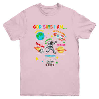 God Says I Am Outer Space Astronaut Bible Christian Boys Kid Youth Shirt | teecentury