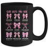 God Says You Are Coquette Pink Bow Christian Bible Verses Mug | teecentury