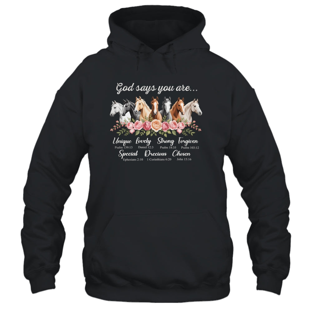 God Says You Are Religious Inspirational Horse Lover Black Shirt & Hoodie | teecentury