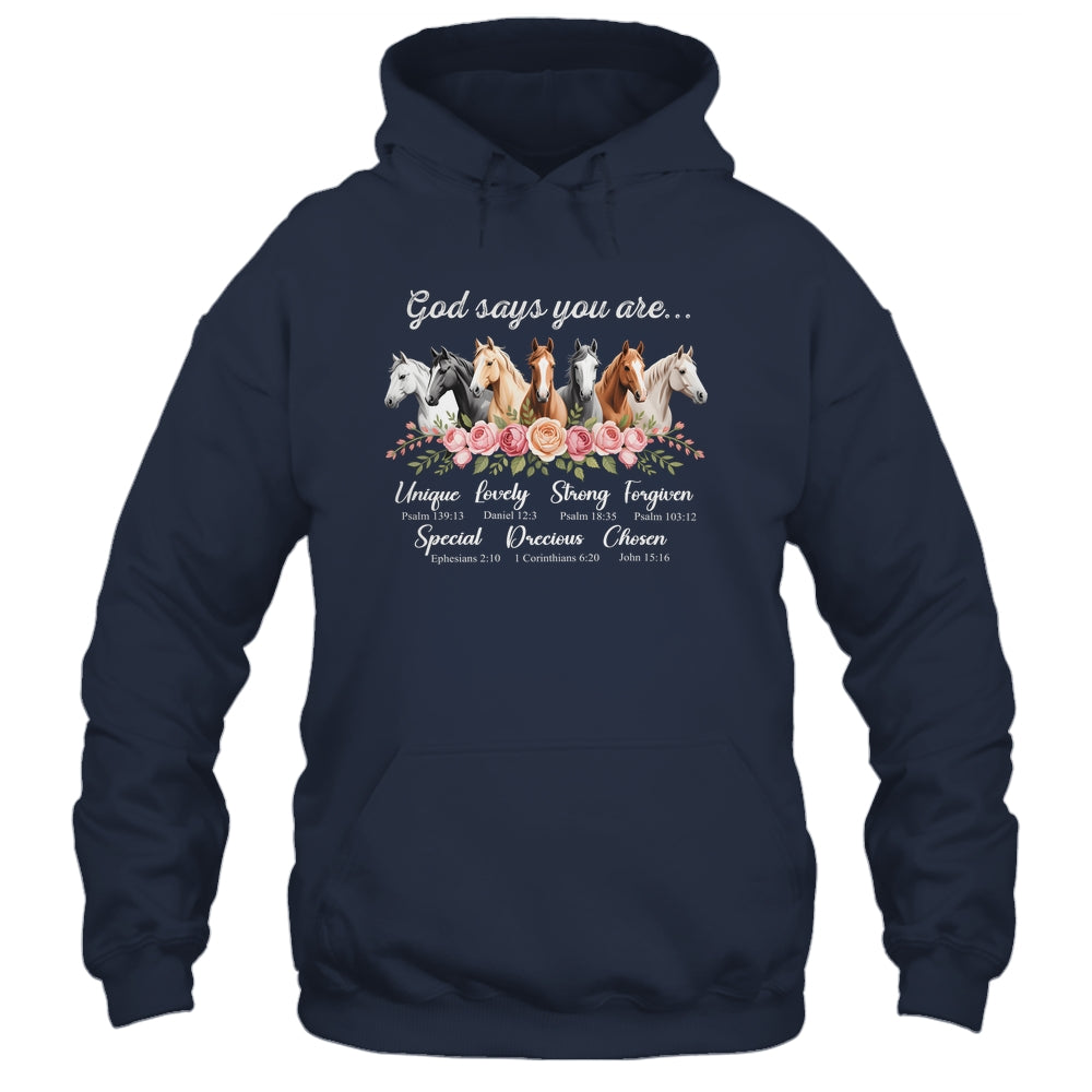 God Says You Are Religious Inspirational Horse Lover Black Shirt & Hoodie | teecentury