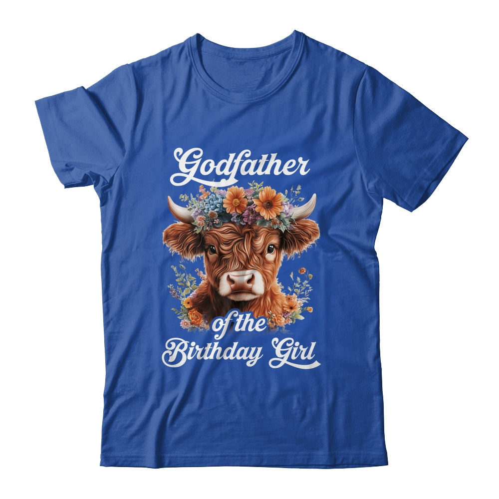 Godfather Of The Birthday Girl Highland Cow Farm Family Shirt & Hoodie | teecentury