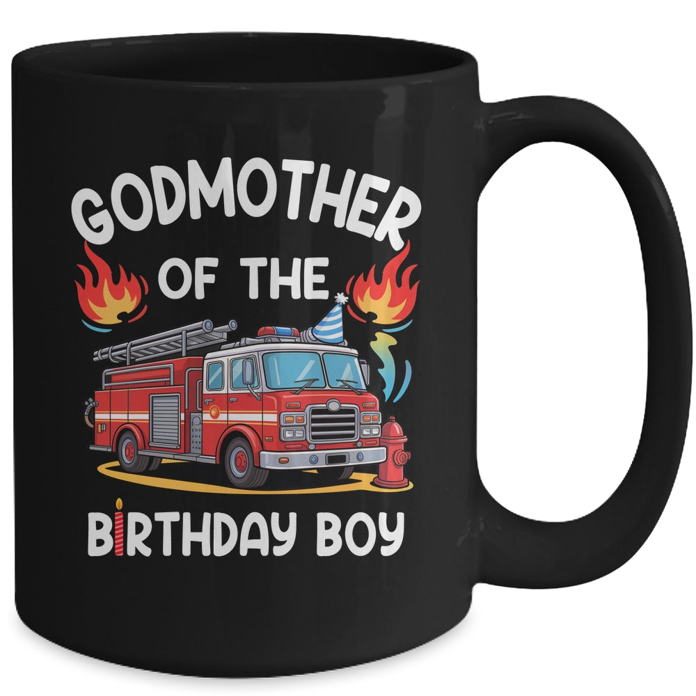 Godmother Of The Birthday Boy Fire Truck Firefighter 1st Party Mug | teecentury
