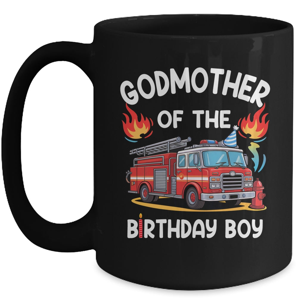 Godmother Of The Birthday Boy Fire Truck Firefighter 1st Party Mug | teecentury