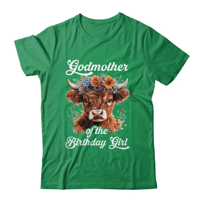 Godmother Of The Birthday Girl Highland Cow Farm Family Shirt & Hoodie | teecentury