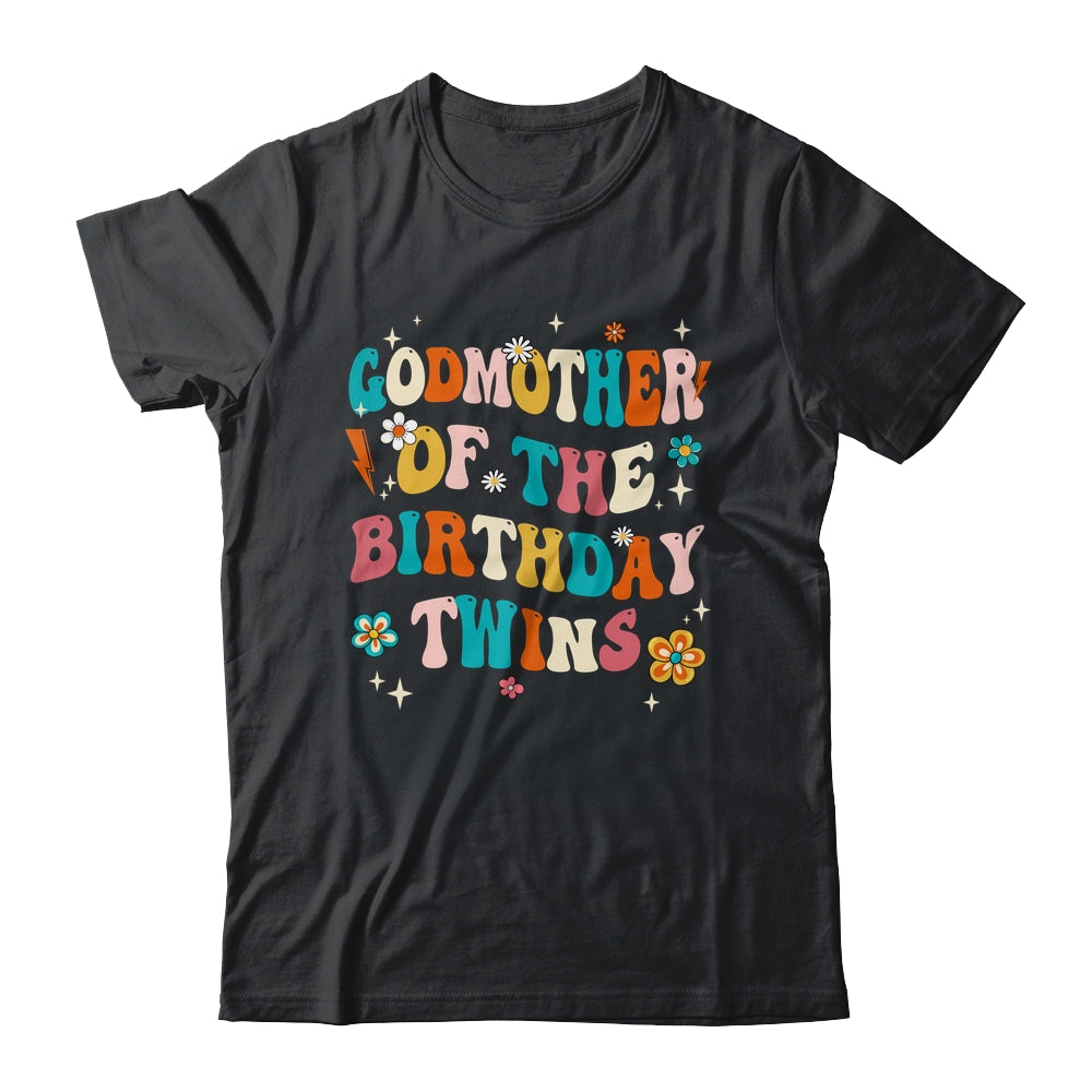 Godmother Of The Birthday Twins Boys Girls Party Retro Bday Shirt & Hoodie | teecentury