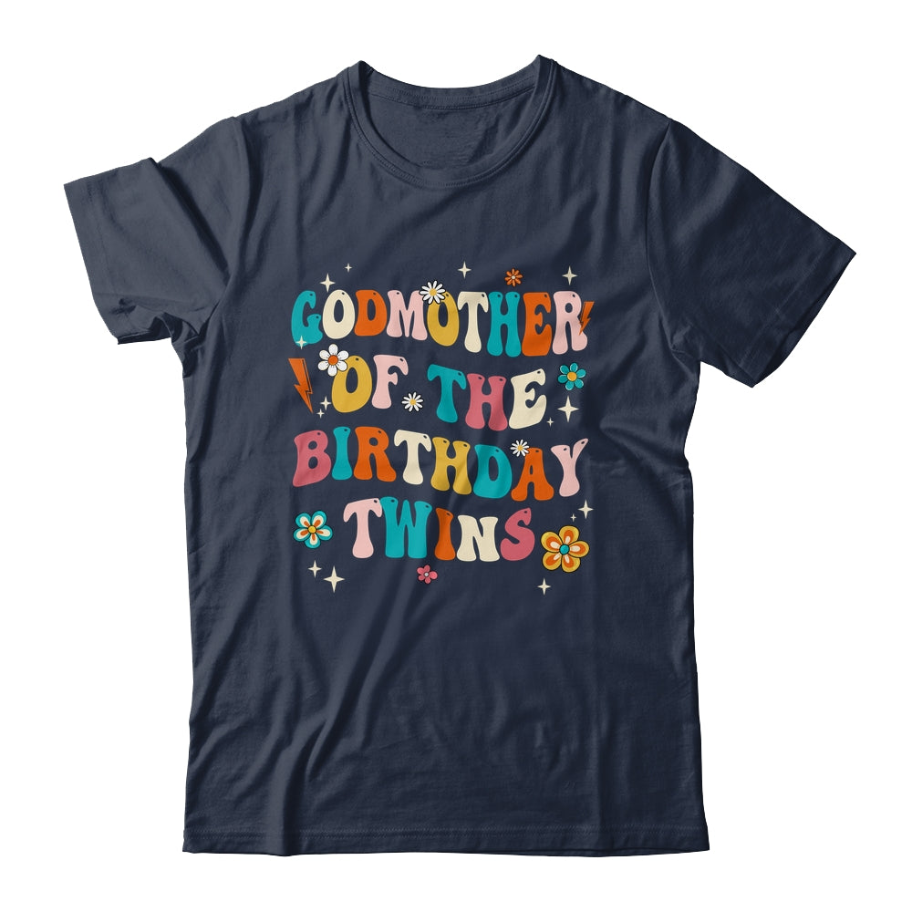Godmother Of The Birthday Twins Boys Girls Party Retro Bday Shirt & Hoodie | teecentury