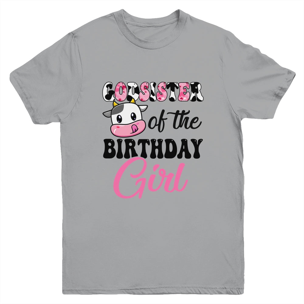 Godsister Of The Birthday Girl Cow Farm 1st Birthday Girl Youth Shirt | teecentury
