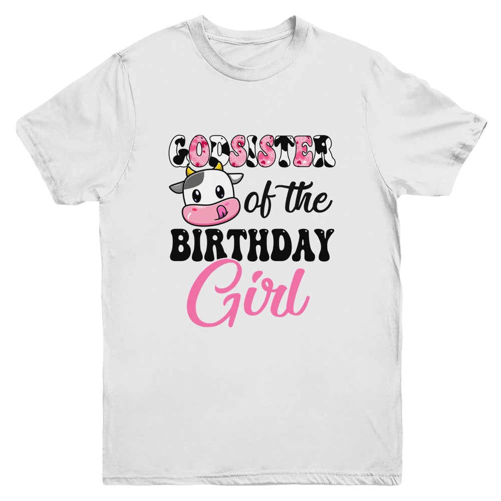 Godsister Of The Birthday Girl Cow Farm 1st Birthday Girl Youth Shirt | teecentury