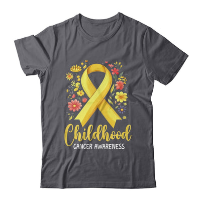 Gold Ribbon Childhood Cancer Awareness Girls Kids Women Floral Shirt & Hoodie | teecentury